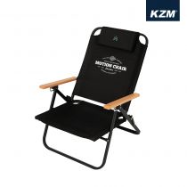 KZM 素面木手把可調低座折疊椅(黑色) 