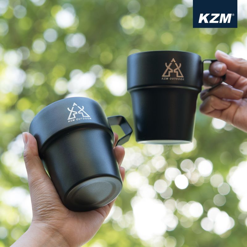 KZM 不鏽鋼雙層馬克杯5入組(啞光黑)