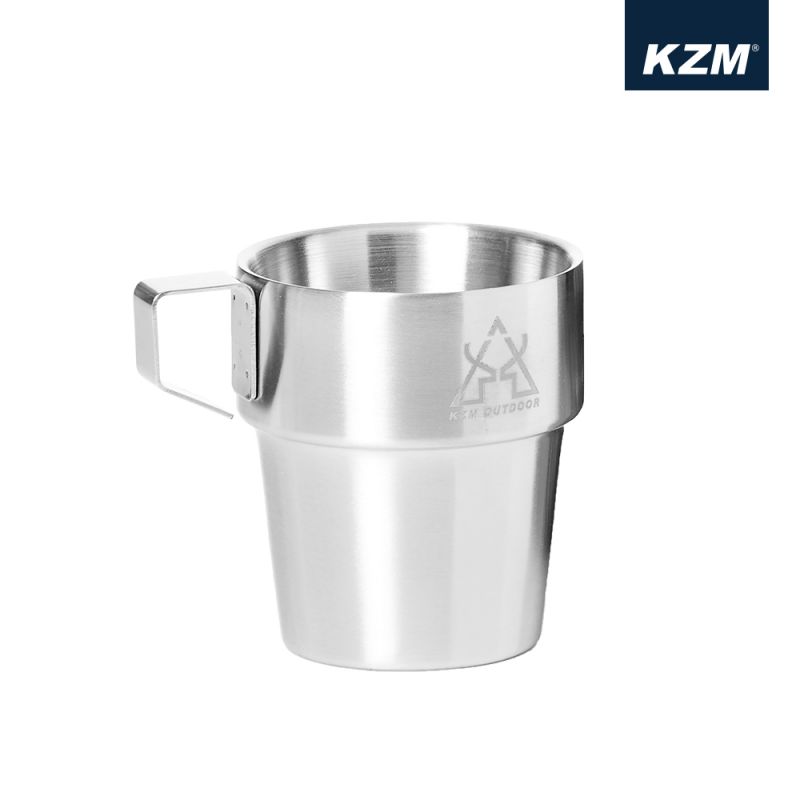 KZM 不鏽鋼雙層馬克杯4入組(藍灰色)
