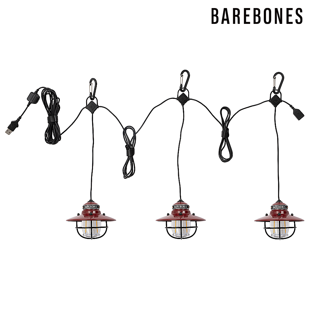 Barebones 【三入一組】串連垂吊營燈 Edison String Lights / 紅色