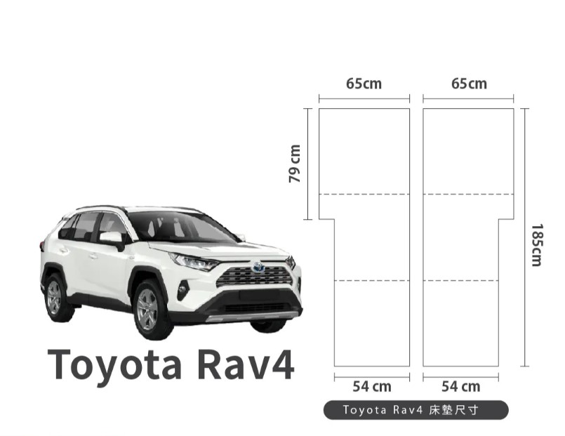 PAMABE OUTDOOR 豐田 Toyota RAV4 專屬車泊露營床墊-竹炭灰